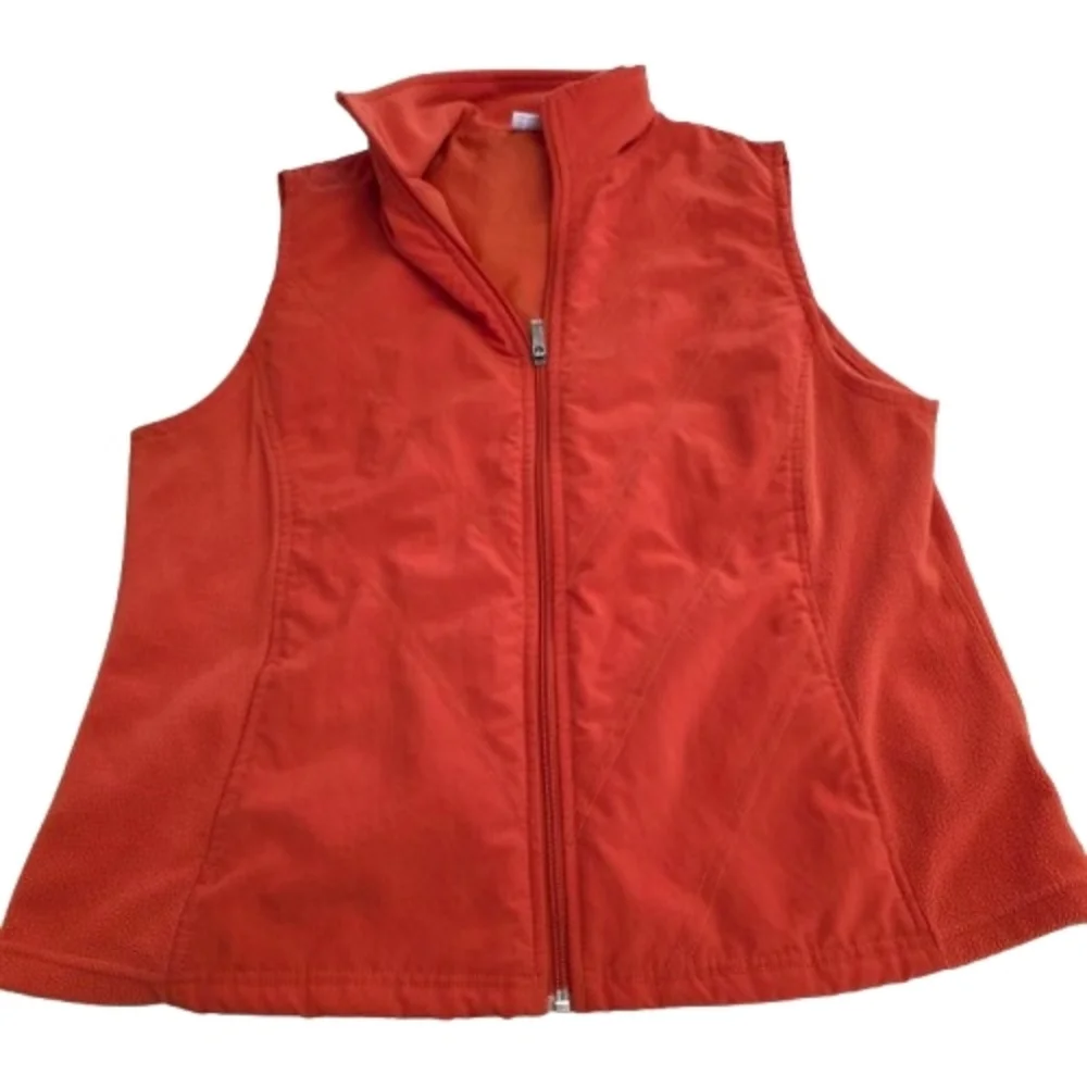 đź’ĄColumbia Burnt Orange Zip-Up Quilted Fleece Vest Size XL Nylon Poly Blend - Picture 1 of 7
